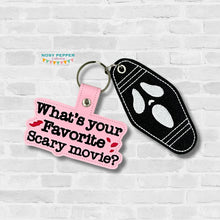 Load image into Gallery viewer, Ghost Face snap tab and eyelet fob set (single and multi files included) machine embroidery design DIGITAL DOWNLOAD