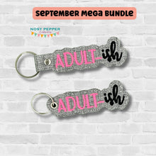 Load image into Gallery viewer, Adultish snap tab and eyelet fob set (single and multi files included) machine embroidery design DIGITAL DOWNLOAD