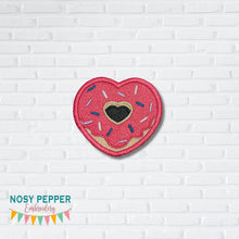 Load image into Gallery viewer, Heart Donut patch DEC 24 Patreon Bundle (2 sizes included) machine embroidery design DIGITAL DOWNLOAD