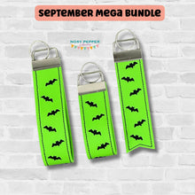 Load image into Gallery viewer, Bat fob set machine embroidery file (3 sizes included) DIGITAL DOWNLOAD