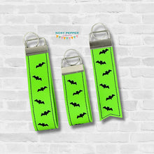 Load image into Gallery viewer, Bat fob set machine embroidery file (3 sizes included) DIGITAL DOWNLOAD