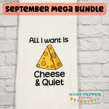 Load image into Gallery viewer, Cheese and Quiet sketchy machine embroidery design (4 sizes included) DIGITAL DOWNLOAD