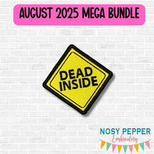 Load image into Gallery viewer, Dead Inside patch (2 sizes included) machine embroidery design DIGITAL DOWNLOAD