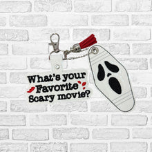 Load image into Gallery viewer, Ghost Face snap tab and eyelet fob set machine embroidery design DIGITAL DOWNLOAD