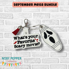 Load image into Gallery viewer, Ghost Face snap tab and eyelet fob set machine embroidery design DIGITAL DOWNLOAD