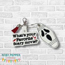 Load image into Gallery viewer, Ghost Face snap tab and eyelet fob set machine embroidery design DIGITAL DOWNLOAD