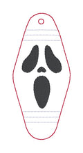Load image into Gallery viewer, Ghost Face snap tab and eyelet fob set machine embroidery design DIGITAL DOWNLOAD