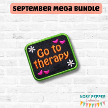 Load image into Gallery viewer, Go To Therapy patch (2 sizes included) machine embroidery design DIGITAL DOWNLOAD