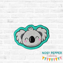 Load image into Gallery viewer, Happy Koala patch (2 sizes included) machine embroidery design DIGITAL DOWNLOAD