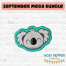 Load image into Gallery viewer, Happy Koala patch (2 sizes included) machine embroidery design DIGITAL DOWNLOAD