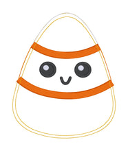Load image into Gallery viewer, Happy Candy Corn applique envelope style ITH Mug rug machine embroidery design AUGUST 24 MYSTERY BUNDLE (4 sizes included) DIGITAL DOWNLOAD