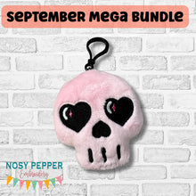 Load image into Gallery viewer, Heart Skull mini stuffie machine embroidery design DIGITAL DOWNLOAD