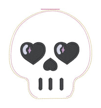 Load image into Gallery viewer, Heart Skull mini stuffie machine embroidery design DIGITAL DOWNLOAD