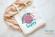 Load image into Gallery viewer, Hooked and Happy applique machine embroidery design (4 sizes included) DIGITAL DOWNLOAD