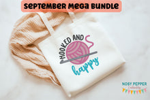 Load image into Gallery viewer, Hooked and Happy applique machine embroidery design (4 sizes included) DIGITAL DOWNLOAD