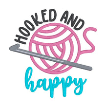 Load image into Gallery viewer, Hooked and Happy applique machine embroidery design (4 sizes included) DIGITAL DOWNLOAD