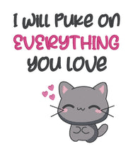 Load image into Gallery viewer, I Will Puke sketchy machine embroidery design (4 sizes included) DIGITAL DOWNLOAD