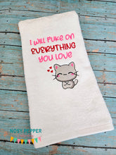 Load image into Gallery viewer, I Will Puke sketchy machine embroidery design (4 sizes included) DIGITAL DOWNLOAD