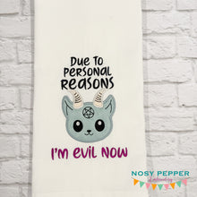 Load image into Gallery viewer, I'm Evil Now applique machine embroidery design (4 sizes included) DIGITAL DOWNLOAD