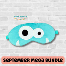 Load image into Gallery viewer, Monster sleep mask machine embroidery design (2 sizes included) DIGITAL DOWNLOAD