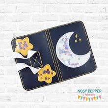 Load image into Gallery viewer, Moon Stars applique shaker Notebook Cover 2 sizes available machine embroidery design DIGITAL DOWNLOAD