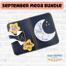 Load image into Gallery viewer, Moon Stars applique shaker Notebook Cover 2 sizes available machine embroidery design DIGITAL DOWNLOAD