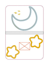 Load image into Gallery viewer, Moon Stars applique shaker Notebook Cover 2 sizes available machine embroidery design DIGITAL DOWNLOAD