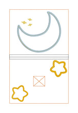Load image into Gallery viewer, Moon Stars applique shaker Notebook Cover 2 sizes available machine embroidery design DIGITAL DOWNLOAD