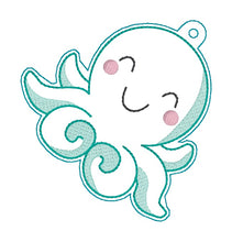 Load image into Gallery viewer, Octopus Bag tag machine embroidery design DIGITAL DOWNLOAD