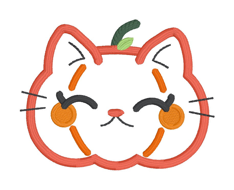 Pumpkin Cat applique machine embroidery design (5 sizes included) July ...