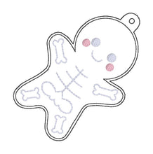 Load image into Gallery viewer, Skeleton Gingerbread Bag tag machine embroidery design DIGITAL DOWNLOAD