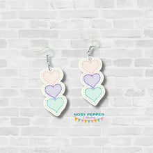 Load image into Gallery viewer, Sketchy Heart ITH earrings DEC 24 Patreon Bundle machine embroidery design DIGITAL DOWNLOAD