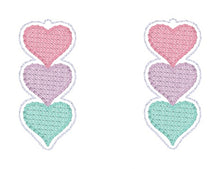 Load image into Gallery viewer, Sketchy Heart ITH earrings DEC 24 Patreon Bundle machine embroidery design DIGITAL DOWNLOAD
