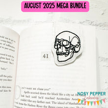 Load image into Gallery viewer, Skull magnetic bookmark machine embroidery design (single and multi files included) DIGITAL DOWNLOAD