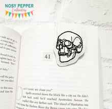 Load image into Gallery viewer, Skull magnetic bookmark machine embroidery design (single and multi files included) DIGITAL DOWNLOAD