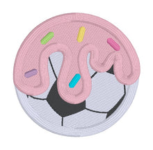 Load image into Gallery viewer, Soccer Drip patch UPDATED (2 sizes included) machine embroidery design DIGITAL DOWNLOAD