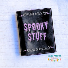 Load image into Gallery viewer, Spooky Stuff Notebook Cover (2 sizes available) machine embroidery design DIGITAL DOWNLOAD