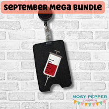 Load image into Gallery viewer, Syringe badge reel case machine embroidery design DIGITAL DOWNLOAD