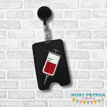Load image into Gallery viewer, Syringe badge reel case machine embroidery design DIGITAL DOWNLOAD