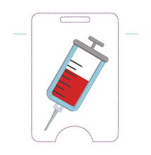 Load image into Gallery viewer, Syringe badge reel case machine embroidery design DIGITAL DOWNLOAD