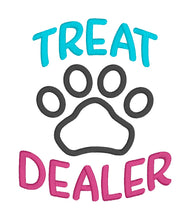 Load image into Gallery viewer, Treat Dealer applique machine embroidery design (4 sizes included) DIGITAL DOWNLOAD
