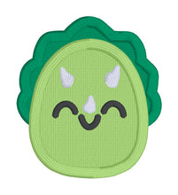 Load image into Gallery viewer, Triceratops patch (2 sizes included) machine embroidery design DIGITAL DOWNLOAD