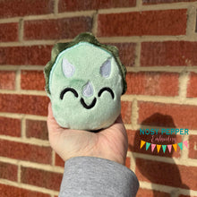 Load image into Gallery viewer, Triceratops stuffie (5 sizes included) machine embroidery design DIGITAL DOWNLOAD