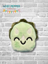 Load image into Gallery viewer, Triceratops stuffie (5 sizes included) machine embroidery design DIGITAL DOWNLOAD