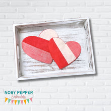 Load image into Gallery viewer, Heart Diagonal Quilted Mug rug envelope machine embroidery design (5 sizes included) DIGITAL DOWNLOAD