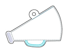 Load image into Gallery viewer, Cheer Shaker snap tab and eyelet fob machine embroidery file (single and multi files included) DIGITAL DOWNLOAD