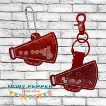 Load image into Gallery viewer, Cheer Shaker snap tab and eyelet fob machine embroidery file (single and multi files included) DIGITAL DOWNLOAD
