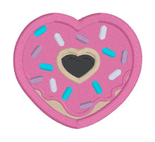 Load image into Gallery viewer, Heart Donut patch DEC 24 Patreon Bundle (2 sizes included) machine embroidery design DIGITAL DOWNLOAD