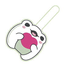 Load image into Gallery viewer, Heart Frog snap tab and eyelet fob May 2024 Mystery Bundle machine embroidery file (single and multi files included)