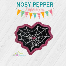 Load image into Gallery viewer, Heart Web patch machine embroidery design (2 sizes included) DIGITAL DOWNLOAD